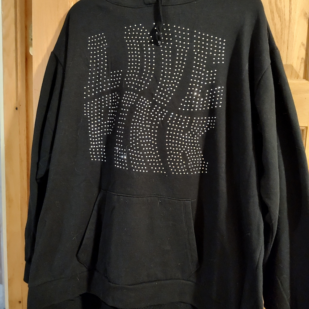 PINK Victoria's Secret Black Bling Hoodie & Pants Set XXL